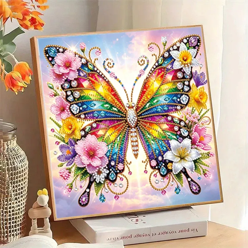 Peinture diamant papillon fleur 30x30 cm
