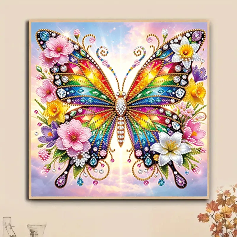 Peinture diamant papillon fleur 30x30 cm