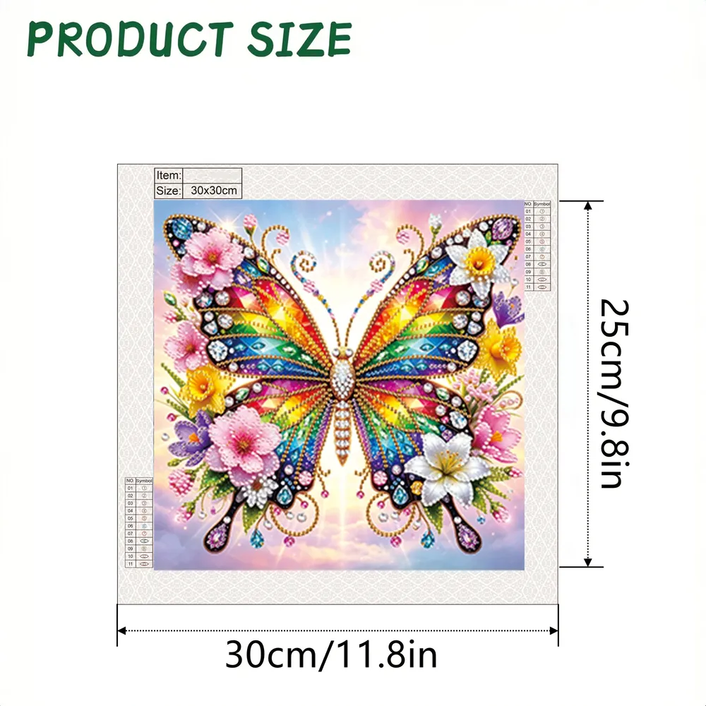 Peinture diamant papillon fleur 30x30 cm