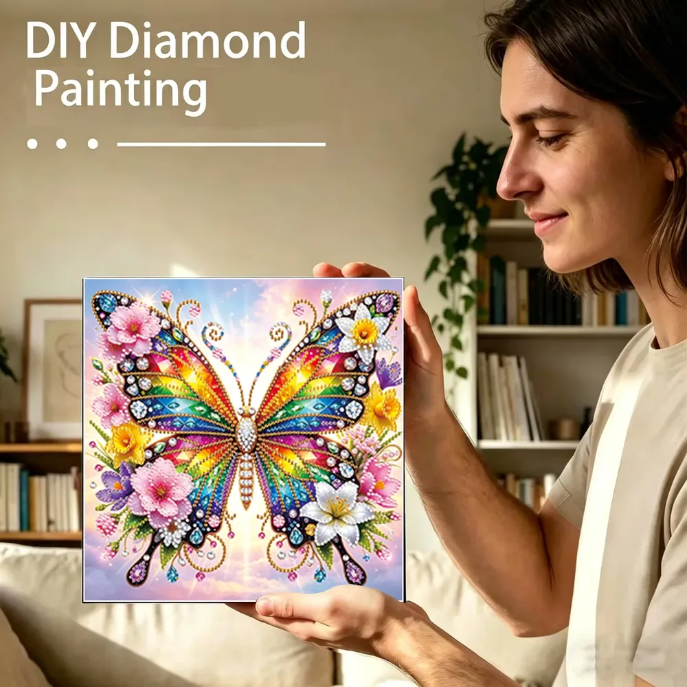 Peinture diamant papillon fleur 30x30 cm