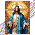 Peinture diamant Pâques Jésus 20 à 70 cm – Couleur BLEU CIEL (24)