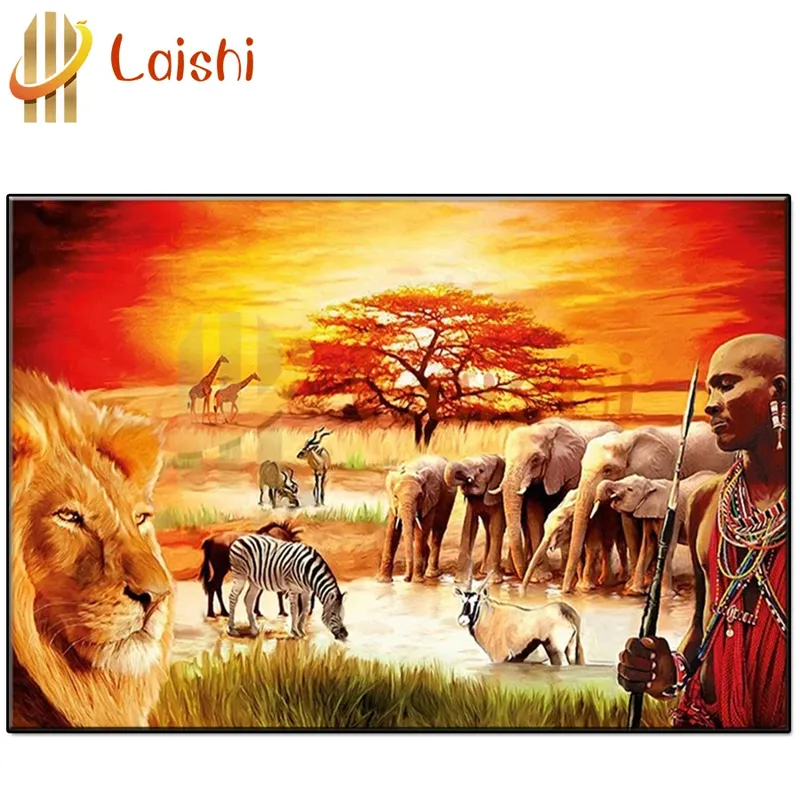 Peinture diamant paysage africain 20 à 65 cm carré
