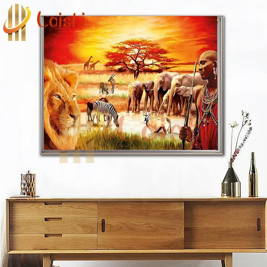 Peinture diamant paysage africain 20 à 65 cm carré