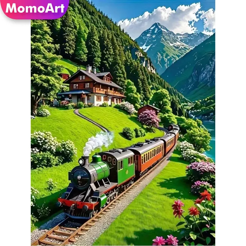 Peinture diamant paysage ferroviaire 20x30 à 50x70 cm