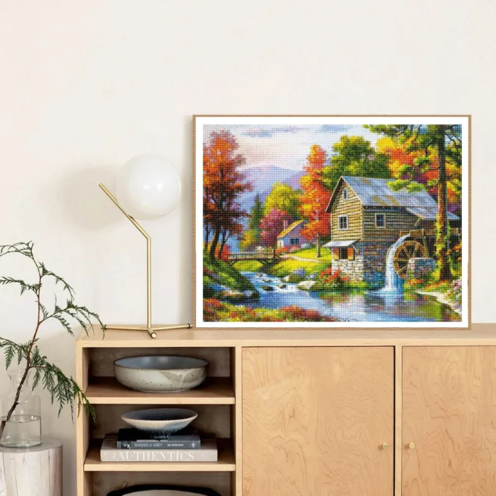 Peinture diamant paysage forêt 30 cm ronde