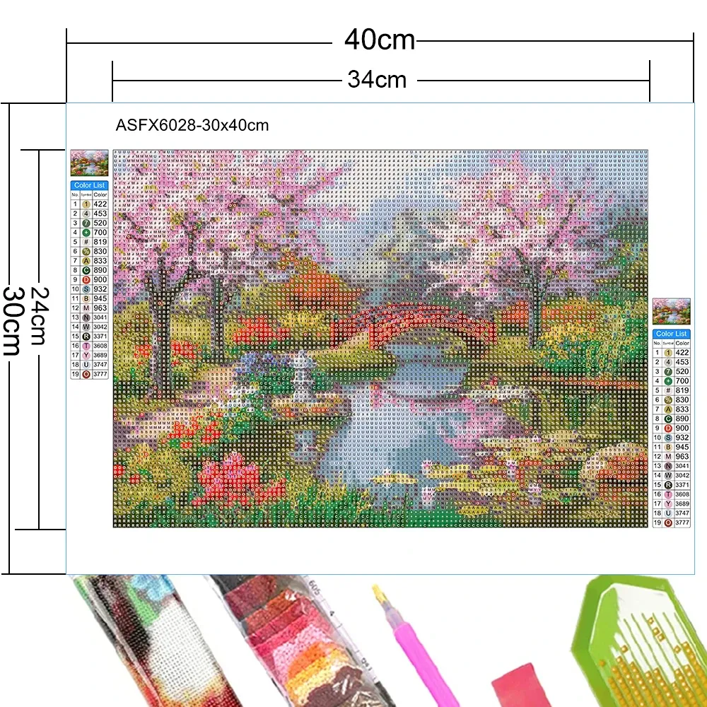 Peinture diamant paysage forêt 30 cm ronde