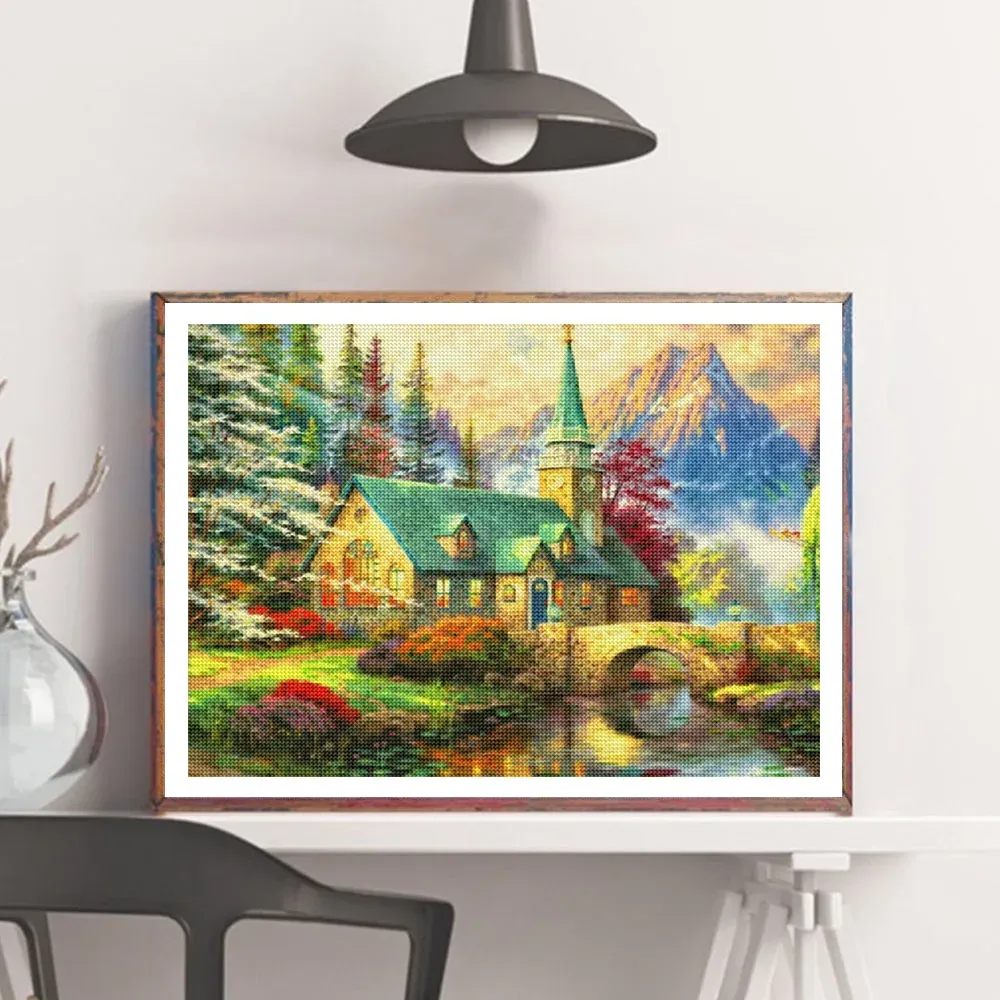 Peinture diamant paysage forêt 30 cm ronde