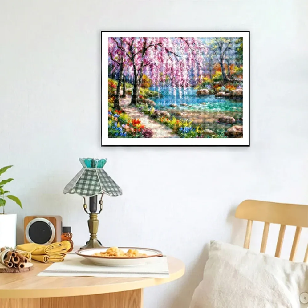 Peinture diamant paysage forêt 30 cm ronde