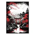 Peinture diamant paysage japonais 20x30 à 40x50 cm – Couleur Bleu marine (RT-2382)