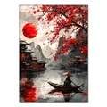 Peinture diamant paysage japonais 20x30 à 40x50 cm – Couleur Bleu (RT-2381)