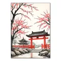 Peinture diamant paysage japonais 20x30 à 40x50 cm – Couleur kaki foncé (RT-2395)
