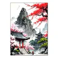 Peinture diamant paysage japonais 20x30 à 40x50 cm – Couleur vert clair (RT-2384)