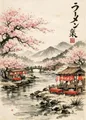Peinture diamant paysage japonais fleurs 20x25 à 50x70 cm – Couleur Bleu (08)