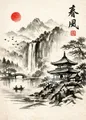 Peinture diamant paysage japonais fleurs 20x25 à 50x70 cm – Couleur Gris clair (06)