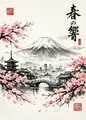 Peinture diamant paysage japonais fleurs 20x25 à 50x70 cm – Couleur noir (10)
