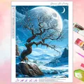 Peinture diamant paysage lune arbre 20x30 à 40x50 cm – Couleur FDX6808