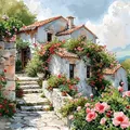 Peinture diamant paysage maison fleur 20x20 à 50x50 cm – Couleur 4831