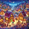 Peinture diamant paysage maison Noël 20 à 70 cm – Couleur Bleu (08)