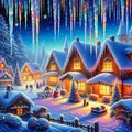 Peinture diamant paysage maison Noël 20 à 70 cm – Couleur Jaune (02)