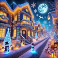 Peinture diamant paysage maison Noël 20 à 70 cm – Couleur Violet (05)