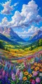 Peinture diamant paysage montagne 30 à 100 cm – Couleur Bleu (B8)