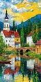 Peinture diamant paysage montagne 30 à 100 cm – Couleur Bleu marine (B9)