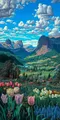 Peinture diamant paysage montagne 30 à 100 cm – Couleur Violet (B5)