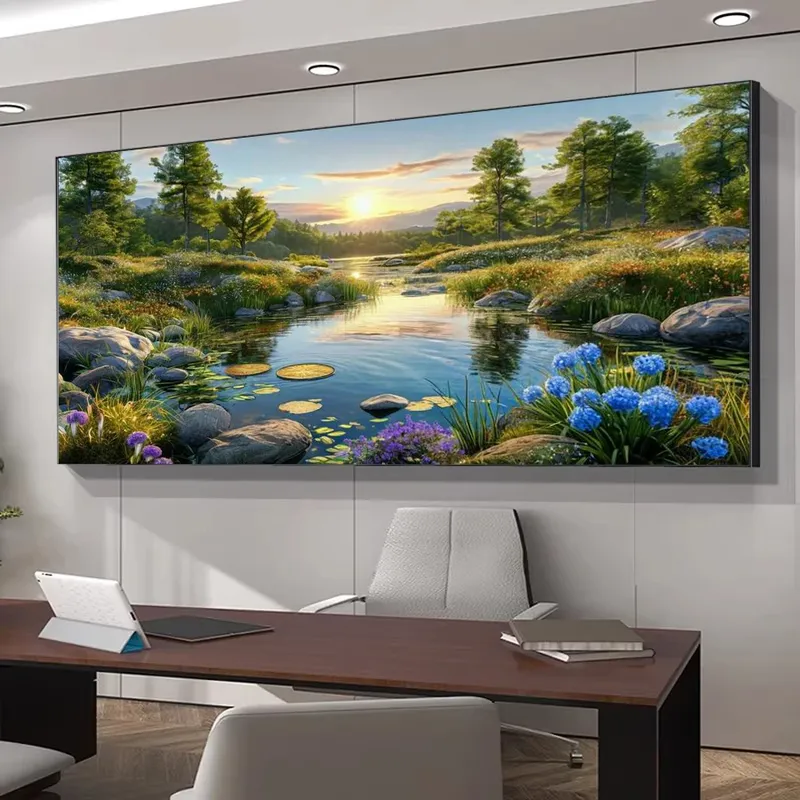 Peinture diamant paysage naturel lever de soleil grand format