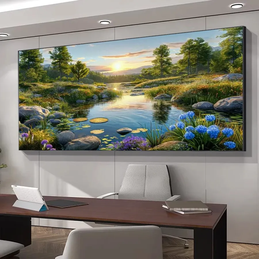 Peinture diamant paysage naturel lever de soleil grand format