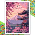 Peinture diamant paysage numérique tour de fleurs cerisier – 1