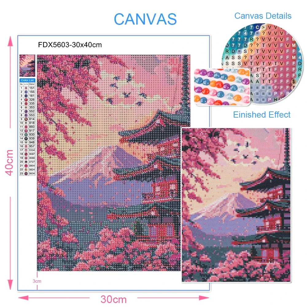 Peinture diamant paysage numérique tour de fleurs cerisier