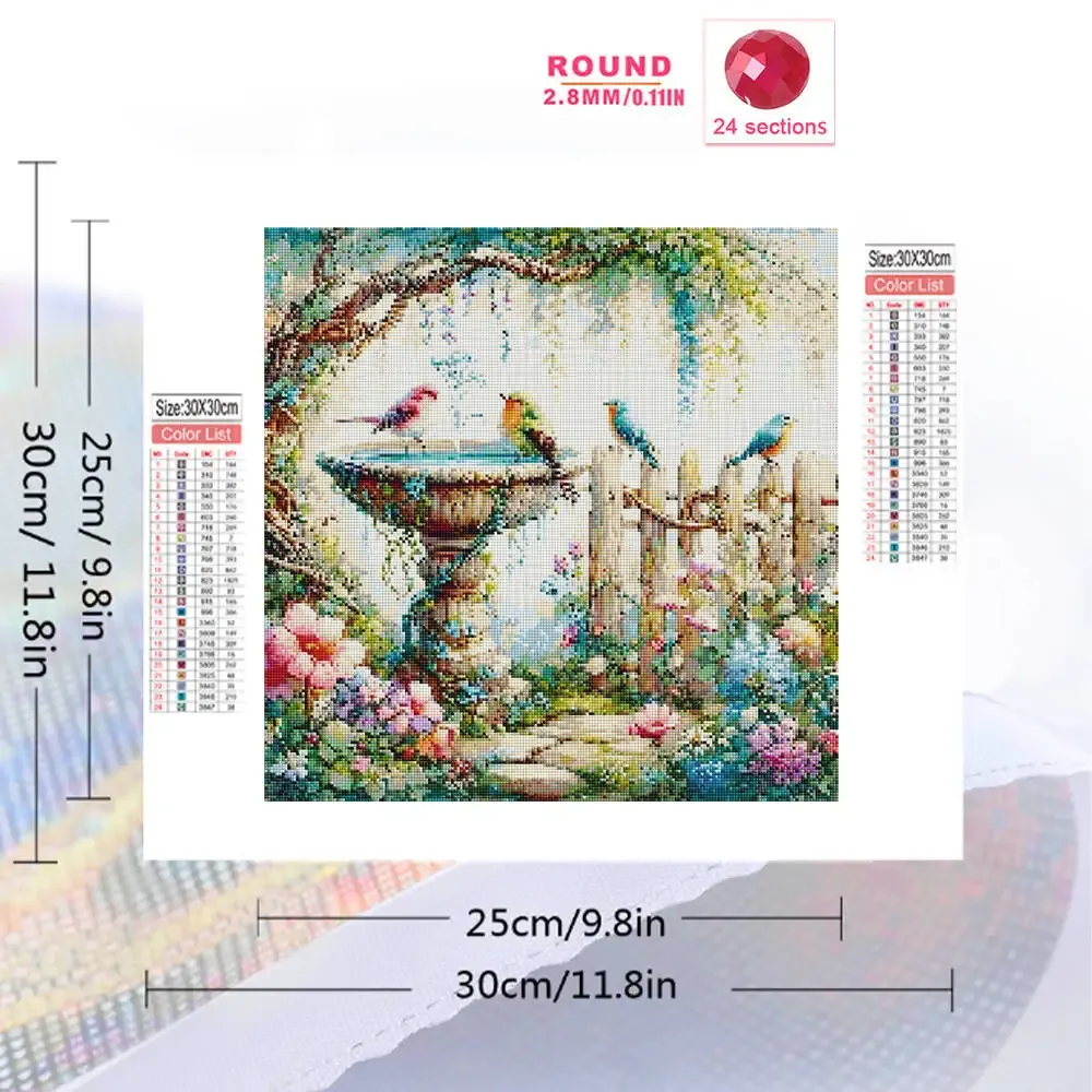 Peinture diamant paysage oiseau et fleur 20 à 40 cm