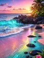 Peinture diamant paysage plage coucher soleil 20 à 70 cm – Couleur 777