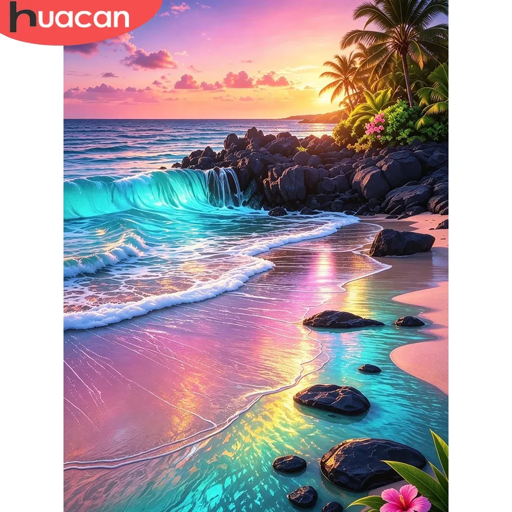 Peinture diamant paysage plage coucher soleil 20 à 70 cm