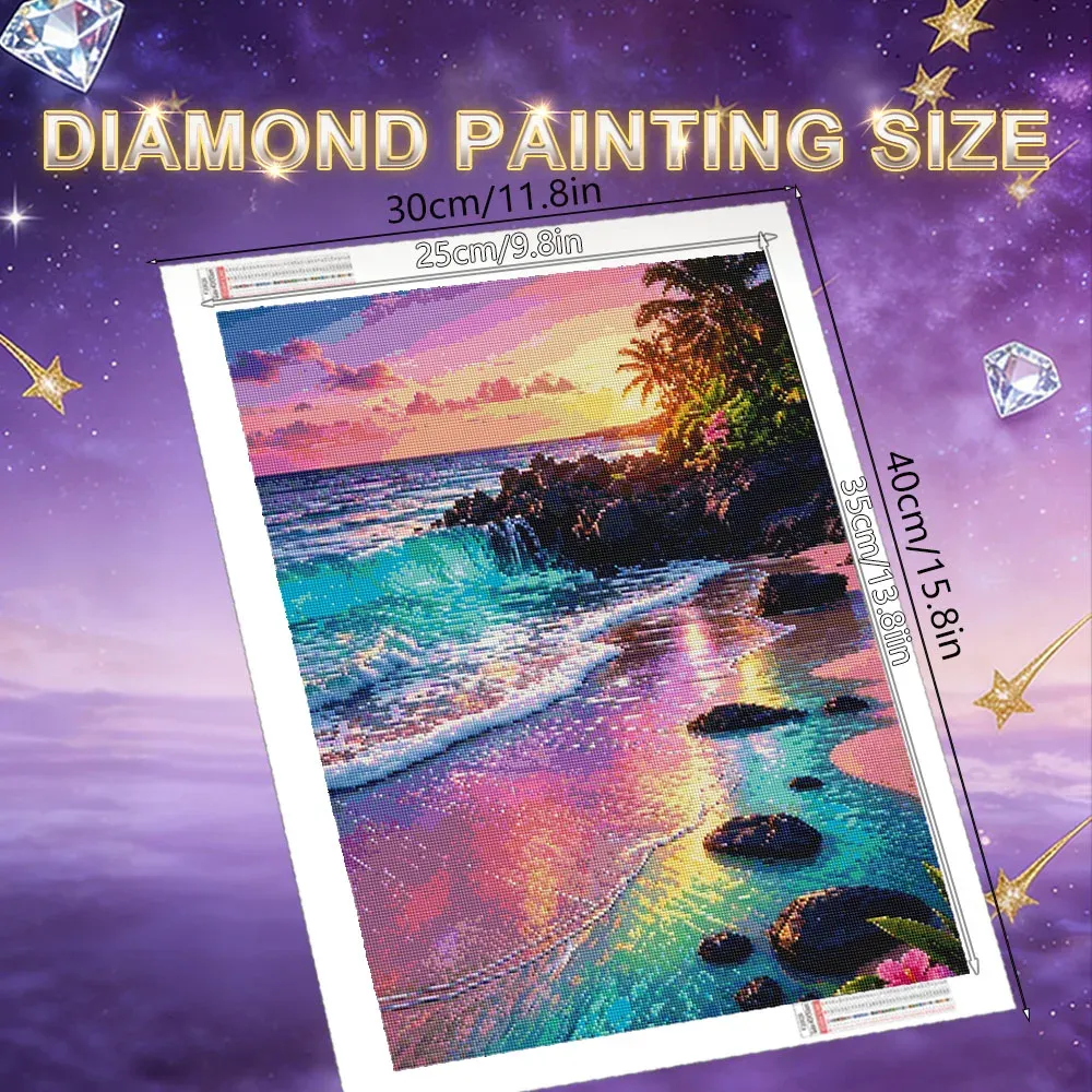 Peinture diamant paysage plage coucher soleil 20 à 70 cm