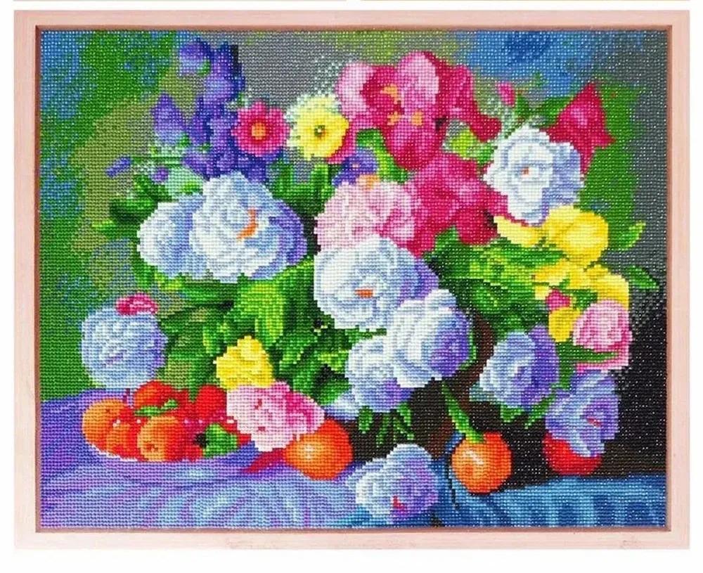 Peinture diamant paysage rue fleur 20x30 à 50x70 cm