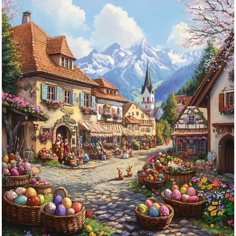 Peinture diamant paysage urbain 25x25 à 40x40 cm