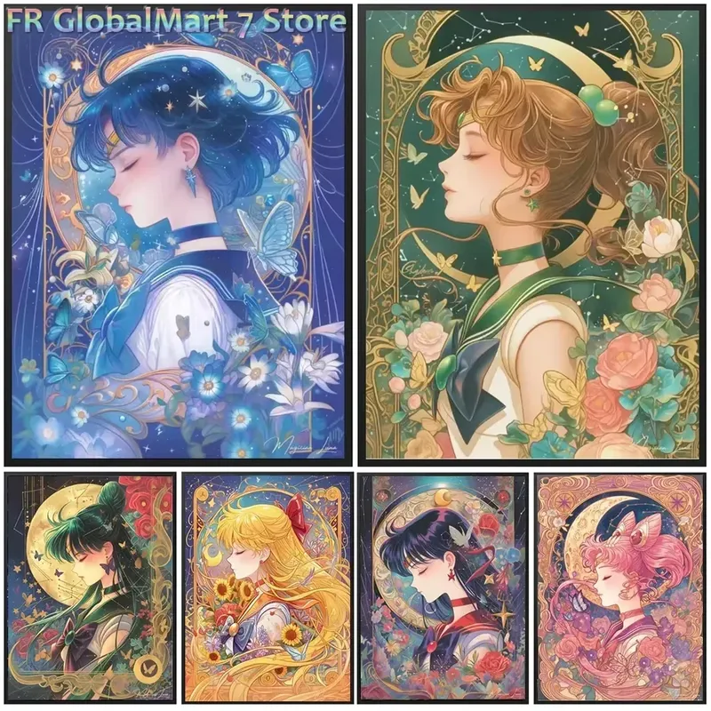 Peinture diamant personnages de dessins animés et fleurs 20 à 70 cm