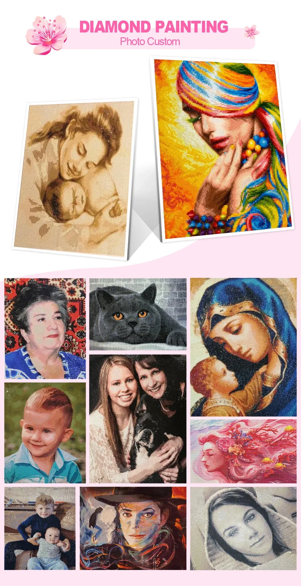 Peinture diamant personnalisée photo 15 à 20 cm