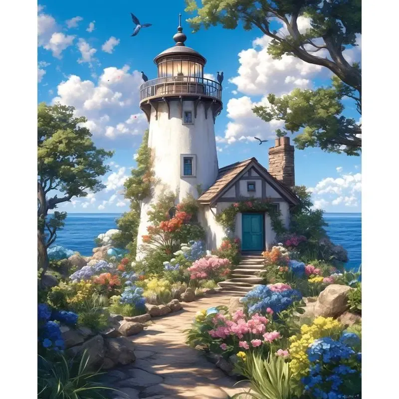 Peinture diamant phare 20x30 à 40x50 cm