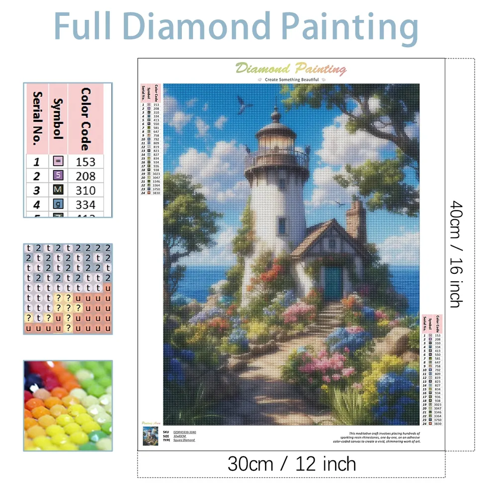 Peinture diamant phare 20x30 à 40x50 cm