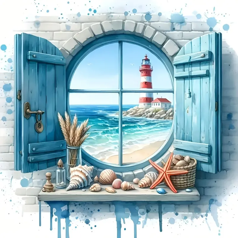 Peinture diamant phare mer 20x20 à 40x40 cm