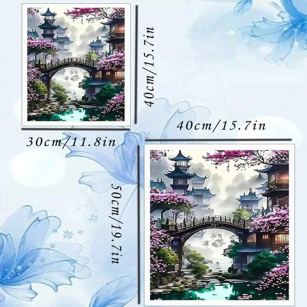 Peinture diamant plante style chinois 30 à 50 cm