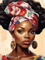 Peinture diamant portrait femme noire 30 cm – Couleur 554