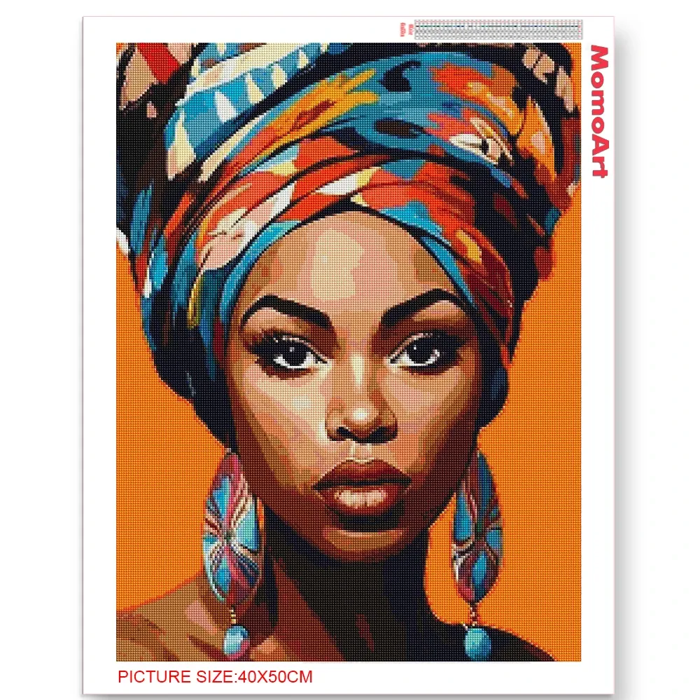 Peinture diamant portrait femme noire 30 cm