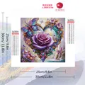 Peinture diamant rose fleur papillon carré rond 20x20cm à 50x50cm – 2