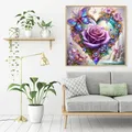 Peinture diamant rose fleur papillon carré rond 20x20cm à 50x50cm – 3