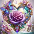 Peinture diamant rose fleur papillon carré rond 20x20cm à 50x50cm – Couleur 4084