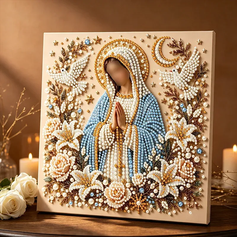 Peinture diamant Sainte Famille anges 25x25 cm