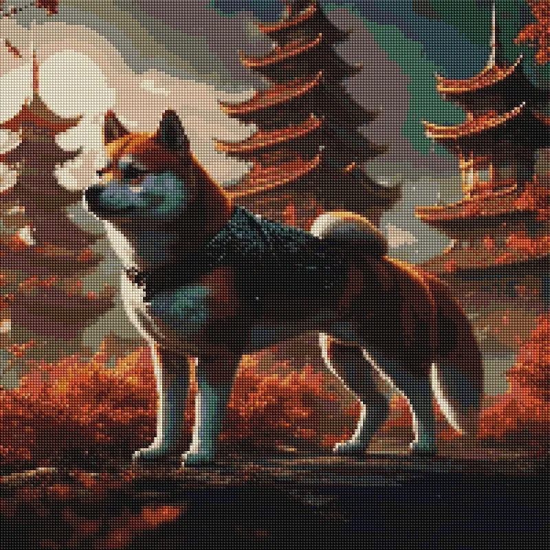Peinture diamant Shiba Inu portrait rond ou carré 25x25 à 45x45 cm